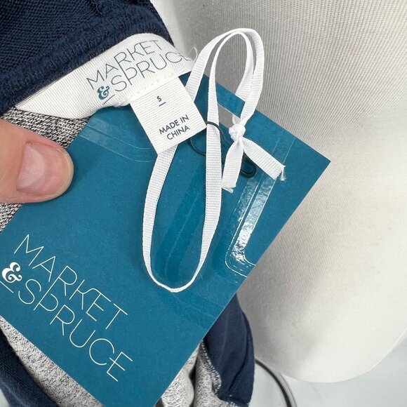 Market & Spruce Colorblock Soft Hoodie Gray Purple Blue Size Small NWT - Picture 8 of 9